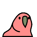 Party parrot (cartoon color-changing parrot) moving its head around counter-clockwise